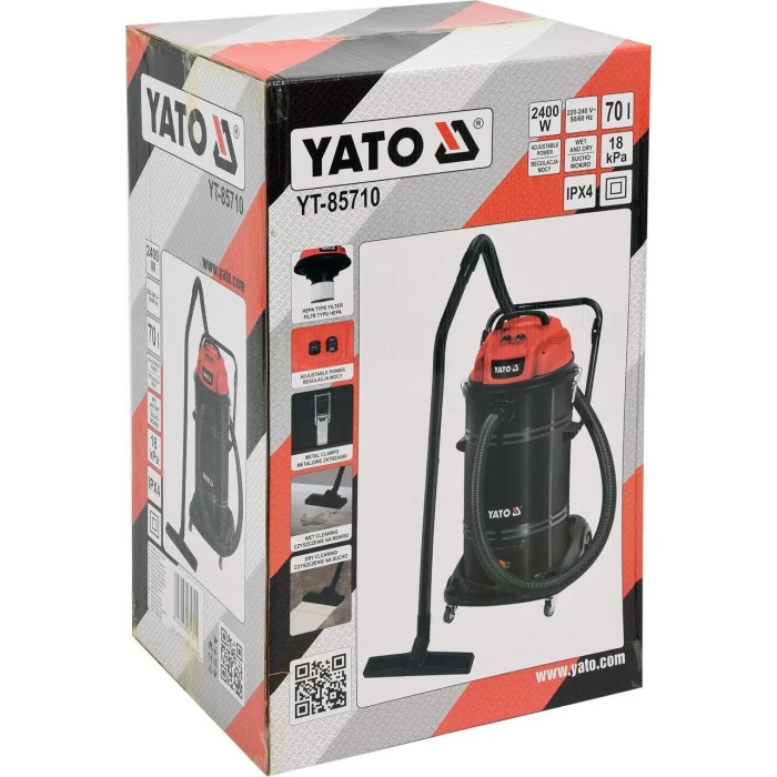 Пылесос промышленный YATO YT-85710, 2400 Вт, контейнер 70 л