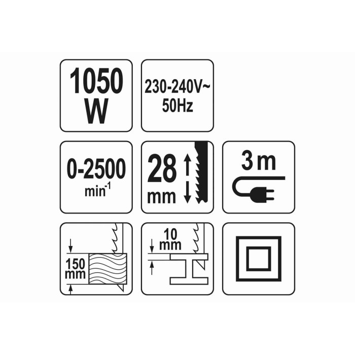 Шабельна пила YATO YT-82281, 1050 Вт 2500 об./хв 28 мм