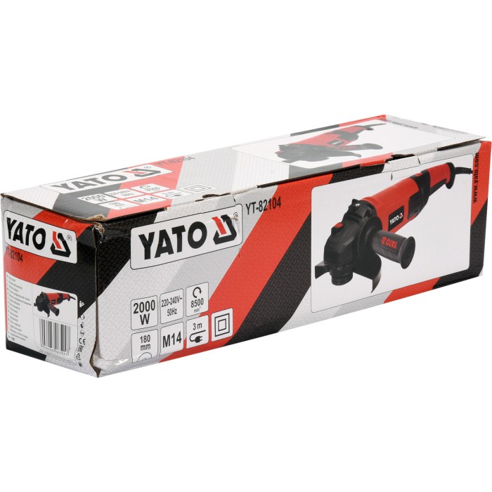 Шлифмашина угловая YATO YT-82104, 2000 Вт, диск 180 мм, 8400 об/мин
