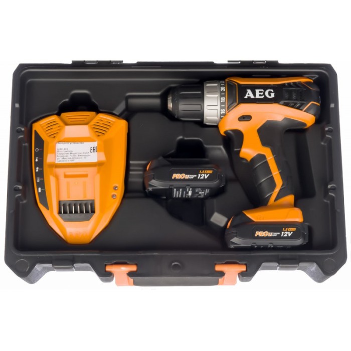 Шуруповерт-дриль акумуляторний AEG BS 12G3 LI-152C, Li-Ion, 12 В, 1.5 Ач, 30 Нм, 2 акк, (4935451090)