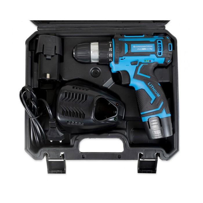 Шуруповерт акумуляторний KRAISSMANN 2510 ABS 12/2 Li (12В, 2,5 А*г, кейс)