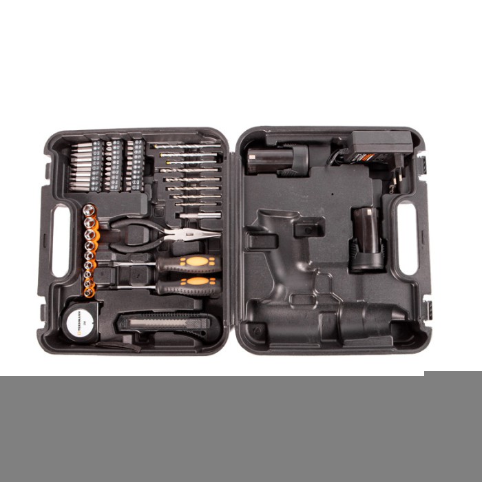 Шуруповерт акумуляторний Tekhmann TCD-12/2 BS Kit (12 В, DFR патрон, безщітковий, набір інструментів, кейс)