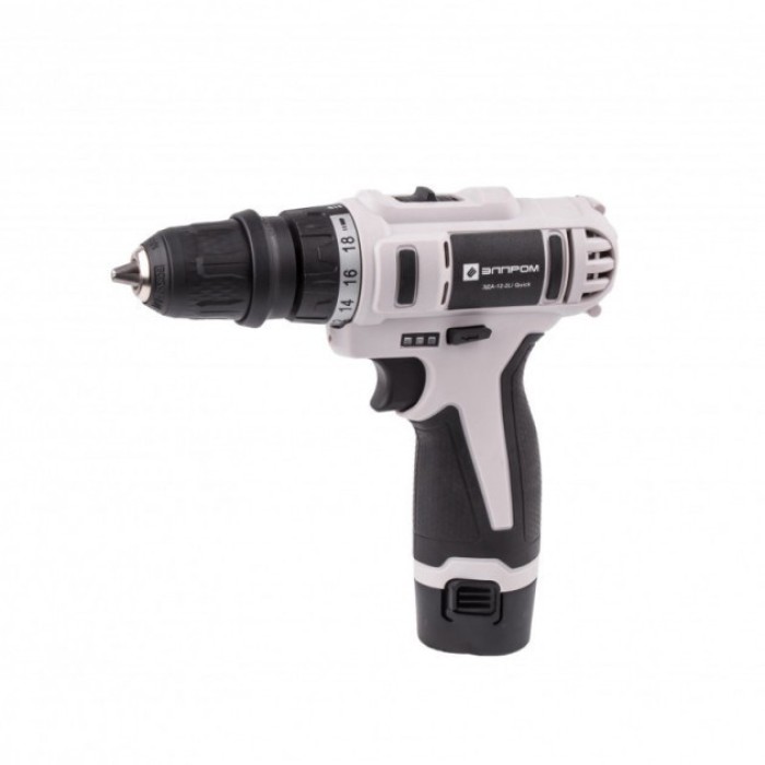 Шуруповерт акумуляторний Елпром ЕДА-12-2 Li Quick, 12 В, 2 акум., 1,5 А/год, DFR патрон, 2 швидкості, кейс