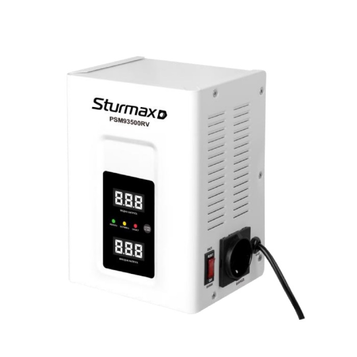 Стабілізатор напруги релейний LED 500 ВA настінний Sturmax PSM93500RV
