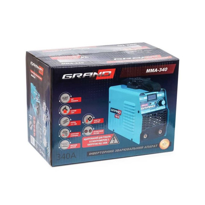 Зварювальний інвертор Grand ММА-340 (дисплей) Зварювальний інвертор Grand ММА-340 (дисплей)
