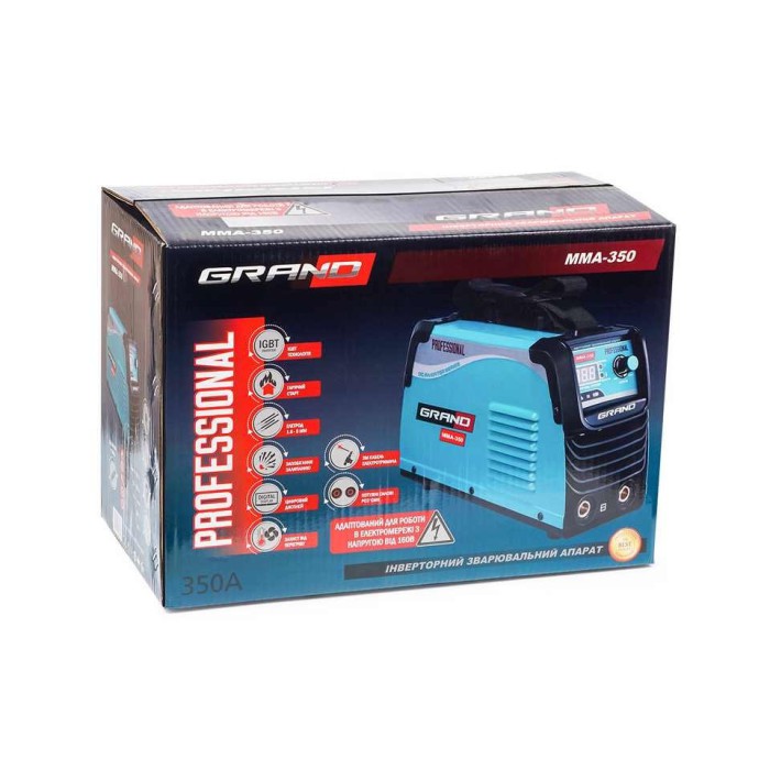 Зварювальний інвертор Grand ММА-350 PROF (дисплей)