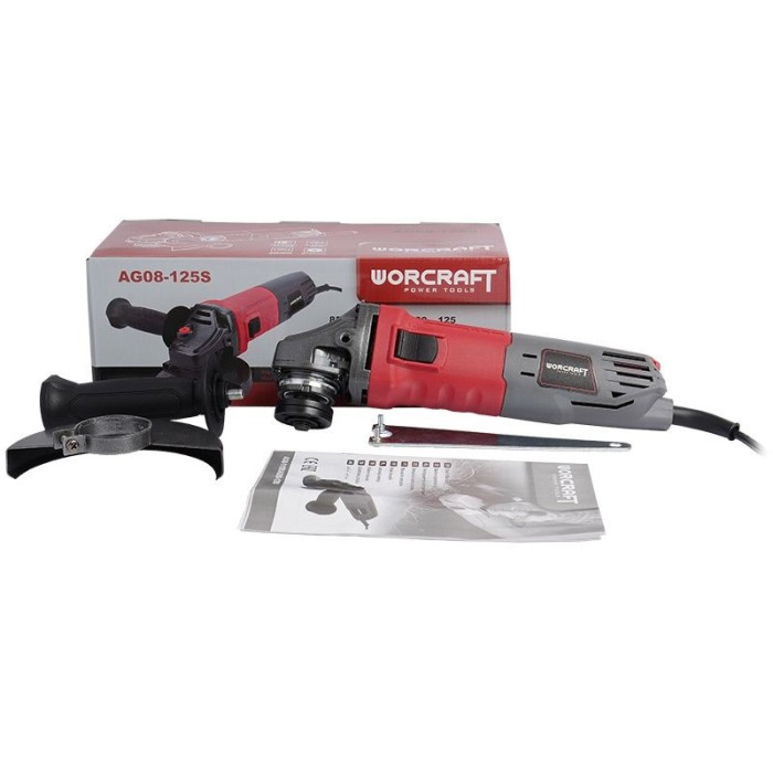 Угловая шлифовальная машина (болгарка) Worcraft AG08-125S, 850 Вт, 11000 об/мин, диск 125 мм, регул.