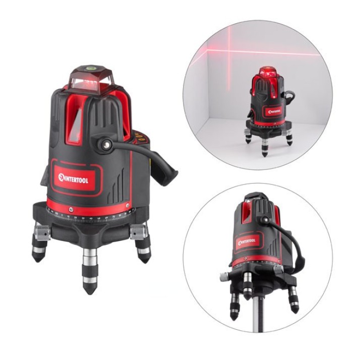 Рівень лазерний 5 лазерних головок, червоний лазер INTERTOOL МТ-3004