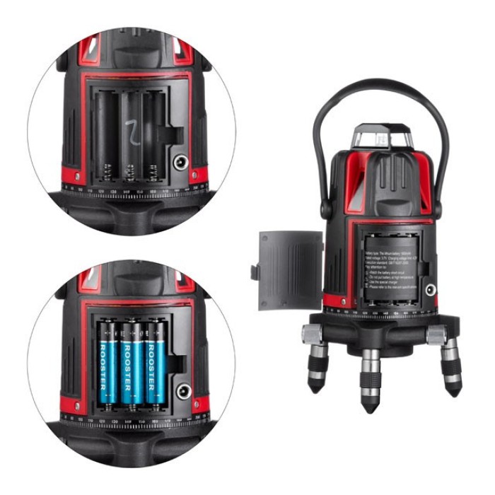 Рівень лазерний 5 лазерних головок, червоний лазер INTERTOOL МТ-3004