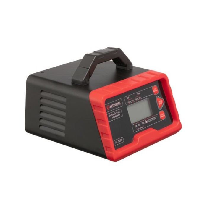 Пристрій зарядний для акумуляторів INTERTOOL AT-3025 (12 В-2/6/10 А, 24-2/6 А, 2.2-200 Ач, LCD-дисплей)