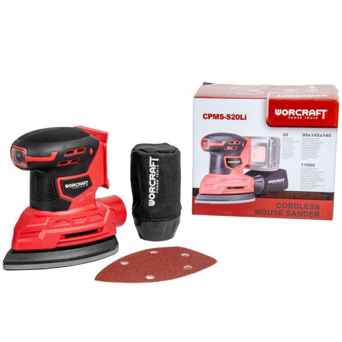 Акумуляторна шліфмашина дельтовидна вібраційна Worcraft CPMS-S20Li (без АКБ та ЗП)