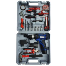 Аккумуляторный шуруповерт Витязь ДА 12-2ЛН, 12 В, 2 скорости, LED подсветка, набор ручных инструментов, кейс