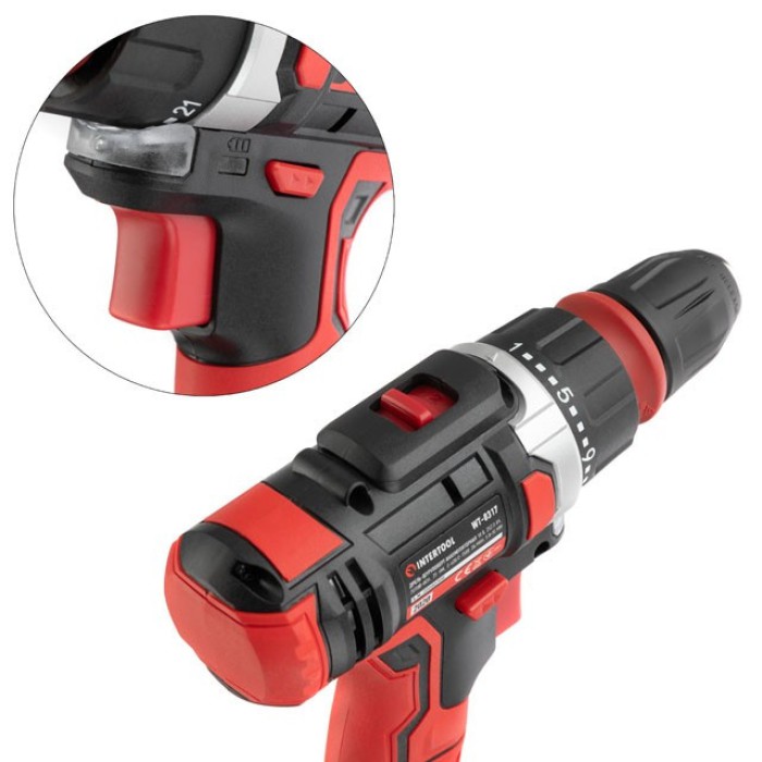 Дриль-шуруповерт акумуляторна INTERTOOL WT-0317, Li-Ion 18, 25 Nm, 0-400/0-1500 об/хв, 2x2.0 Ач