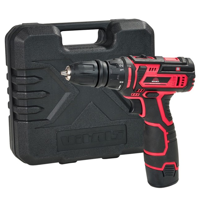 Шуруповерт акумуляторний Vitals AU 12/2KP QC НОВИНКА!, 12 В, 1.5 А/год, 1400 об/хв, 26 Нм, DFR патрон, кейс