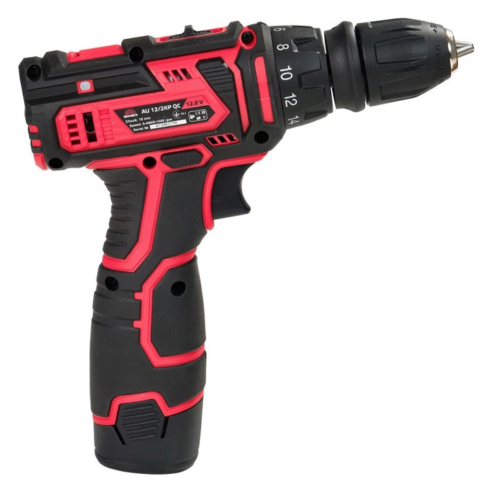 Шуруповерт акумуляторний Vitals AU 12/2KP QC НОВИНКА!, 12 В, 1.5 А/год, 1400 об/хв, 26 Нм, DFR патрон, кейс