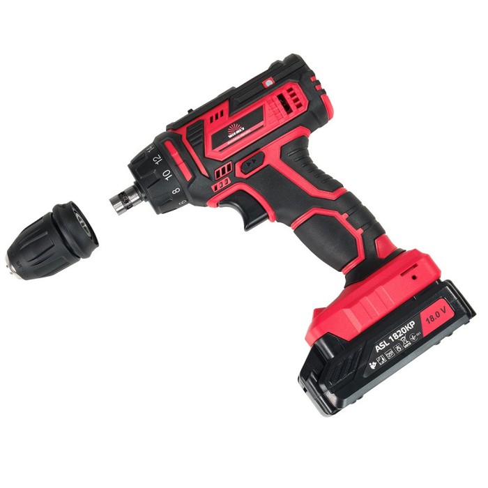 Шуруповерт акумуляторний Vitals AU 18/2KP QC, 18, 2 акк., 2 швидкості, DFR патрон, кейс, LED підсвічування