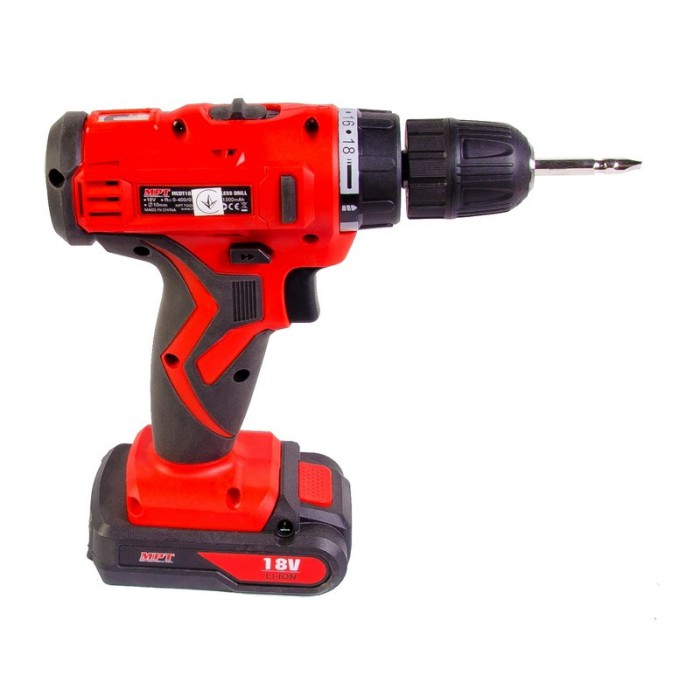 Дриль - шуруповерт акумуляторний MPT MCDT1823.A2, 18V, Li-ion, 1.3 Ач, 2 скор. 0-10 мм, 2 АКБ, кейс