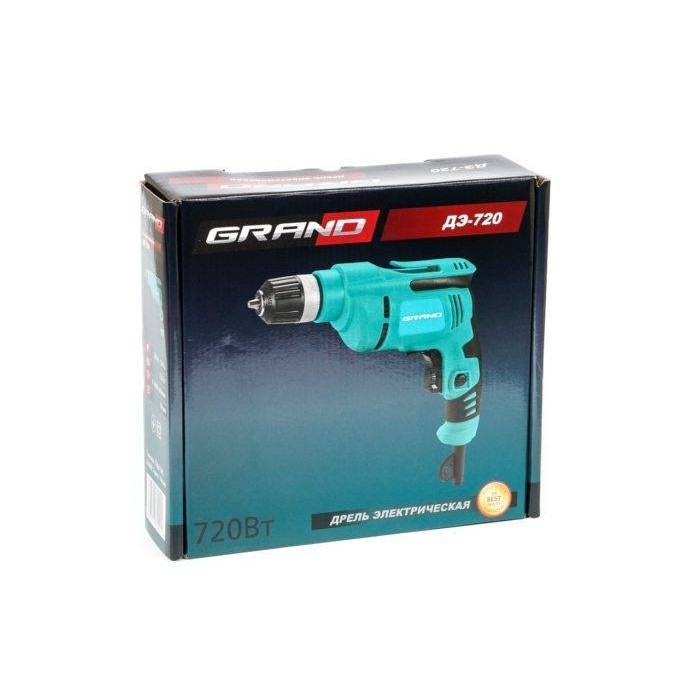 Дрель электрическая Grand ДЭ-720, 720 Вт, 2800 об/мин, быстрозажимной патрон 10мм