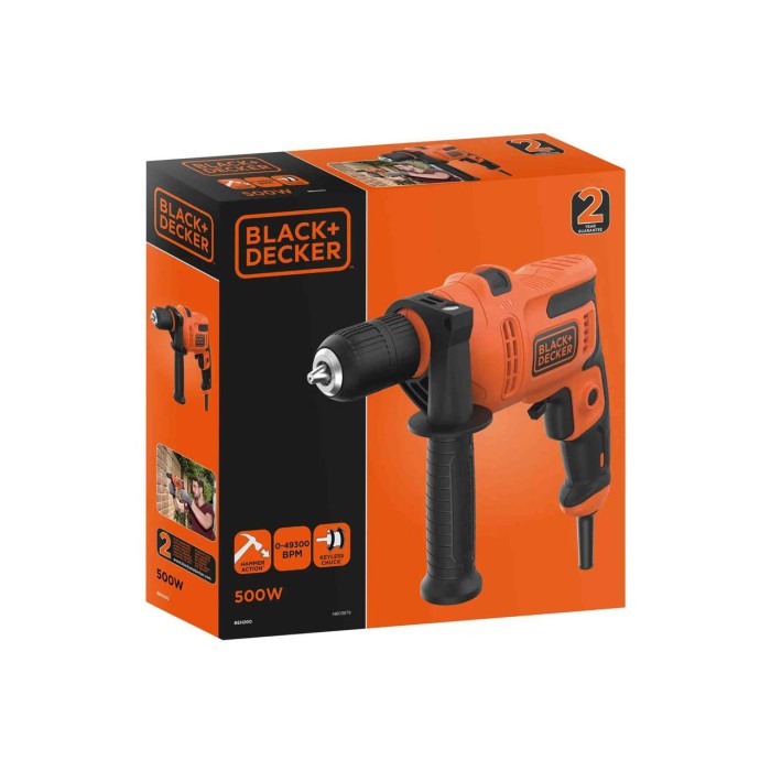 Дриль ударний Black+Decker BEH200-QS, 500 Вт 2900 об/хв 49300 уд/хв