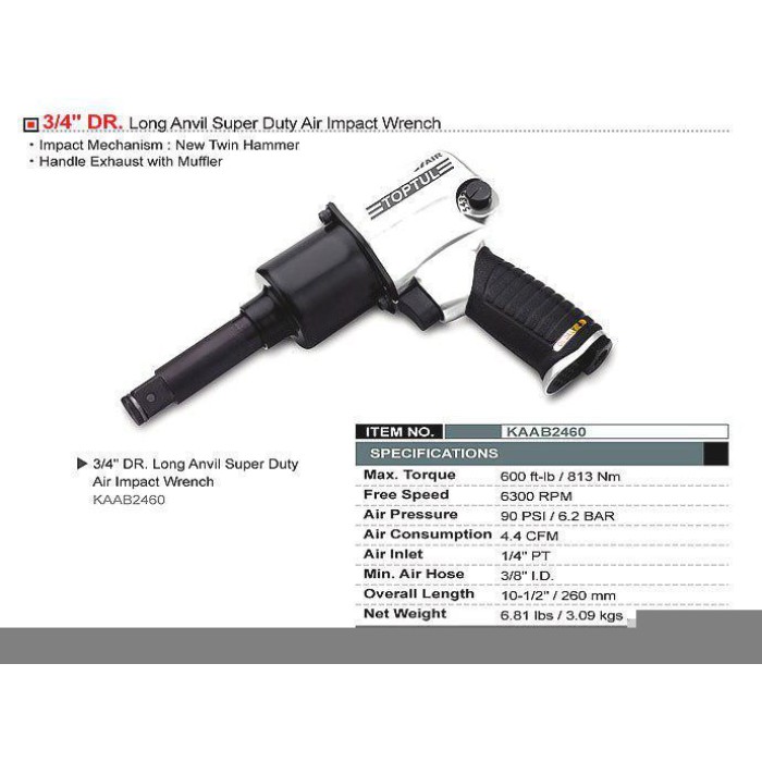 Гайковерт пневматичний TOPTUL KAAB2460, 3/4