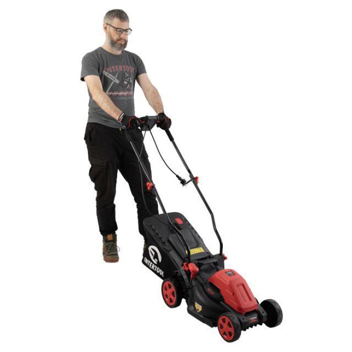 Газонокосарка електрична INTERTOOL WT-2264, 1.4 кВт, захват 340 мм, висота зрізу 30-80 мм, контейнер 35 л