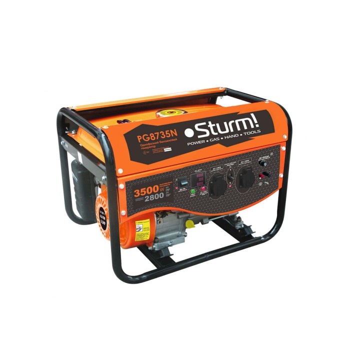 Генератор бензиновий Sturm PG8735N, 3500 Вт, 2 розетки, функція AVR, мідна обмотка, бак 15 л.