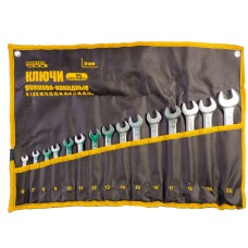 Ключи рожково-накидные MasterTool 72-0115, набор 15 шт (6-19 & 22) PROF DIN3113 пожизненная гарантия