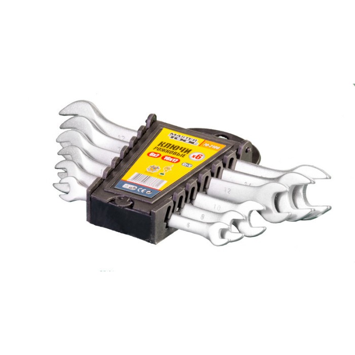 Ключи рожковые MasterTool 70-2106, набор  6 шт. (6х7 TO 16х17) SS