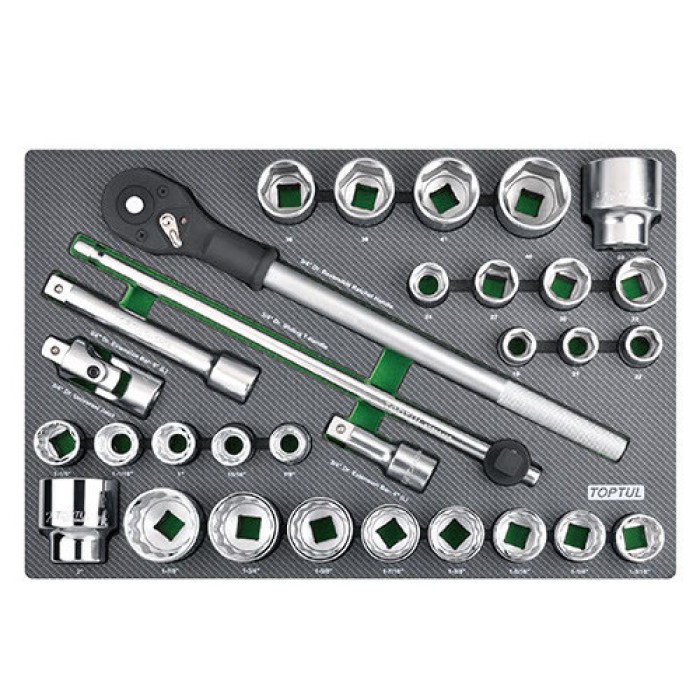 Набор головок с трещоткой в ложементе (метр.+дюйм) 3/4