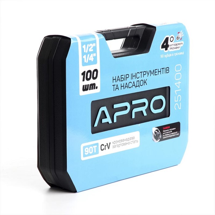 Набір насадок і інструментів CrV ¼, ½ ( 90Т) (100 шт) APRO 251400