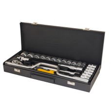 Набір насадок торцевих MasterTool 78-4125 PROFI, CrV 1/2" 10-32 мм, тріскачка 72Т, 24 шт мет. кейс