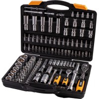 Набір насадок торцевих MasterTool 78-5112 PROFI, CrV 1/4" - 1/2", подовжується тріскачка 72 зуба, 111 шт, кейс