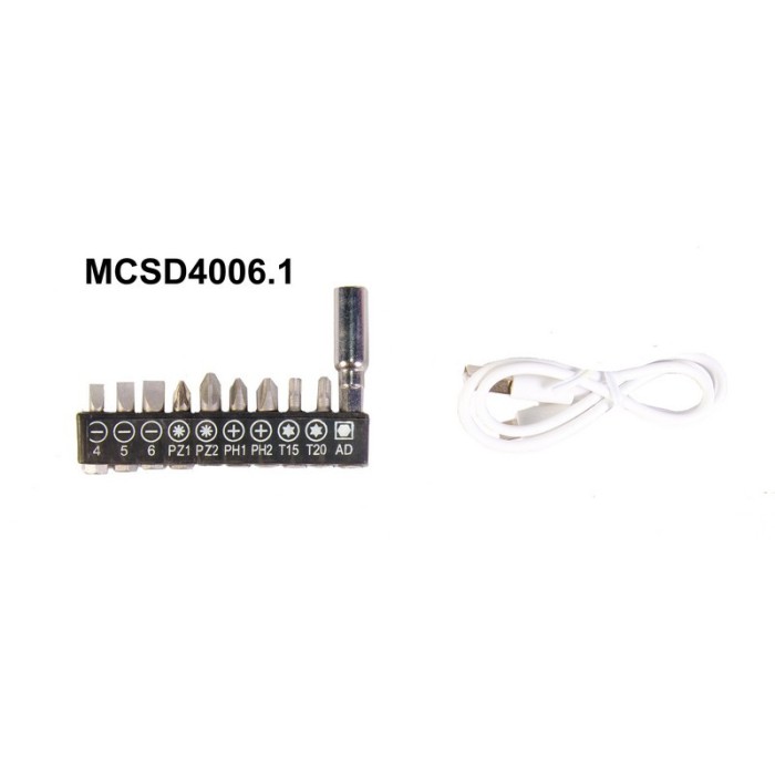 Отвертка аккумуляторная поворотная MPT MCSD4006.1, 4V, Li-ion, 1.5 Ач, 250 об/мин, 3.5 Нм, реверс, USB