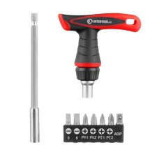 Викрутка Т-подібна реверсионная з комплектом насадок 15ед. INTERTOOL VT-1015