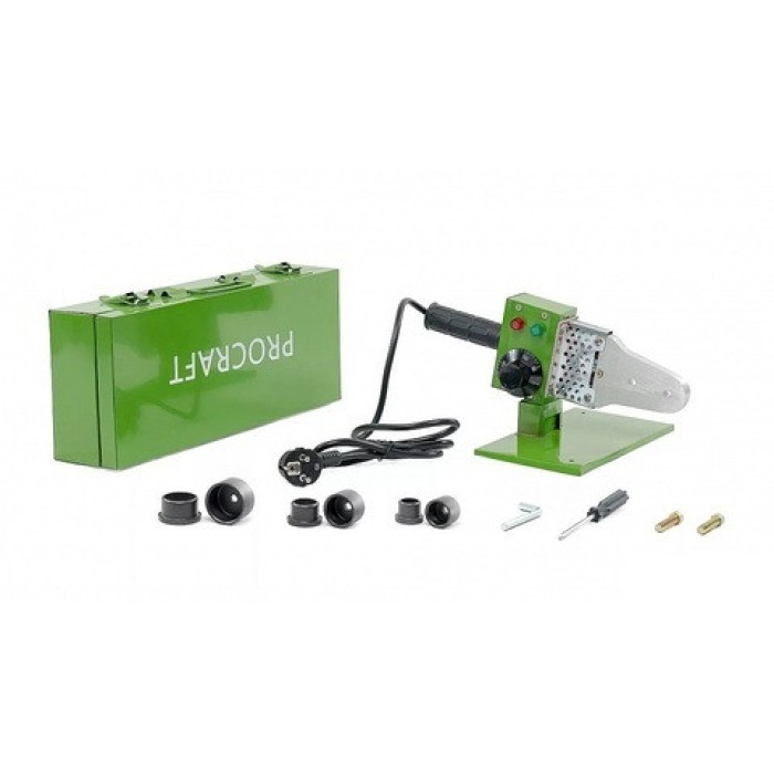 Паяльник для пластикових труб Procraft PL1600, 1600 Вт, 6 насадок, кейс, регулятор температури