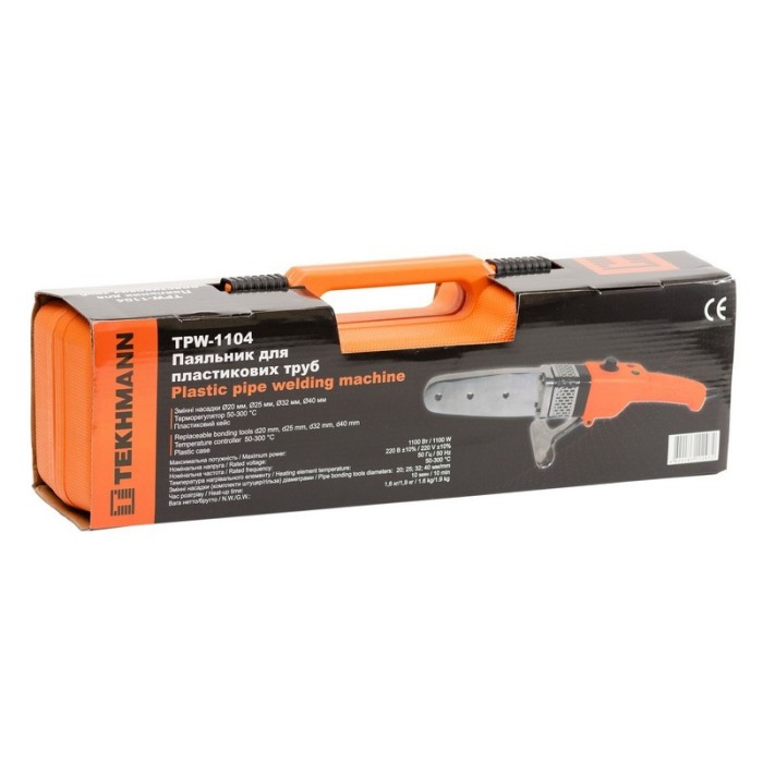 Паяльник для труб Tekhmann TPW-1104, 1100 Вт, 3 насадки, регулятор температури, кейс