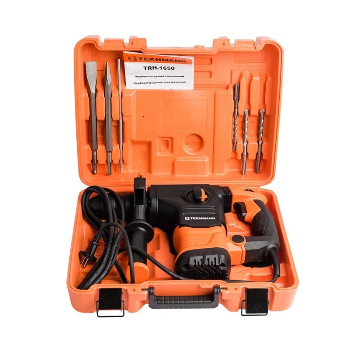Перфоратор Tekhmann TRH-1650, SDS-plus, 1650 Вт, 850 об/хв, 4100 уд/хв, 6.5 Дж, кейс, 3 режиму