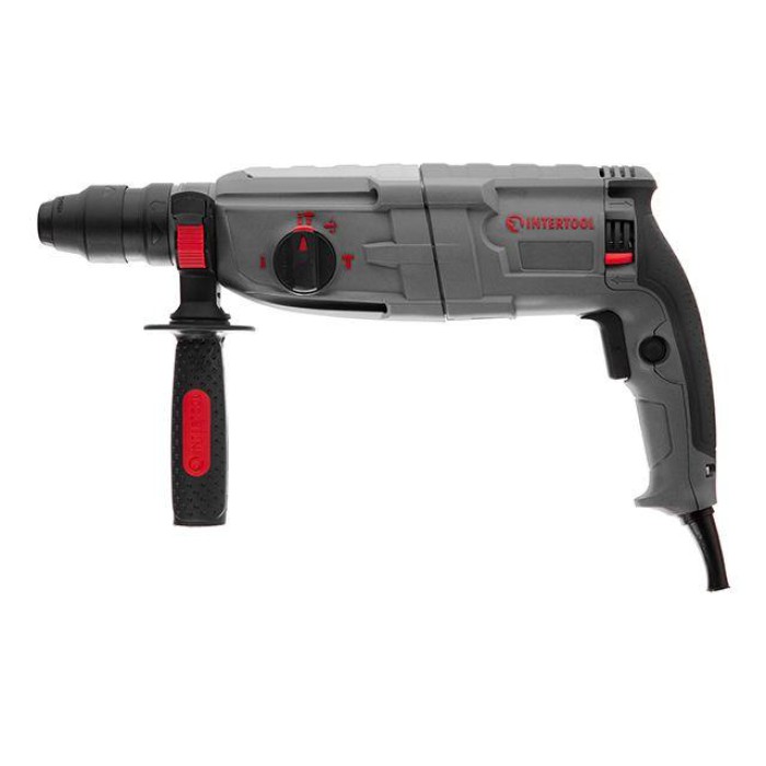 Перфоратор електричний INTERTOOL DT-0186 (1000 Вт, 3.5 Дж, 3 режими, SDS plus, знімний швидкозатискний патрон)