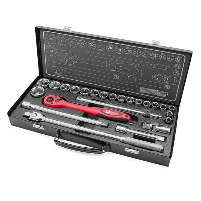 Профессиональный набор инструмента INTERTOOL ET-6025, 1/2'', 25 ед (гол. 10-32 мм)