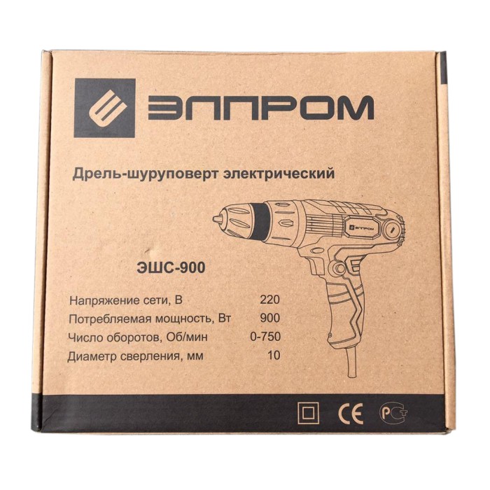 Мережевий шуруповерт Елпром ЕШС-900, 900 Вт, 750 об/хв, 19 ступенів затяжки, швидкозатискний патрон