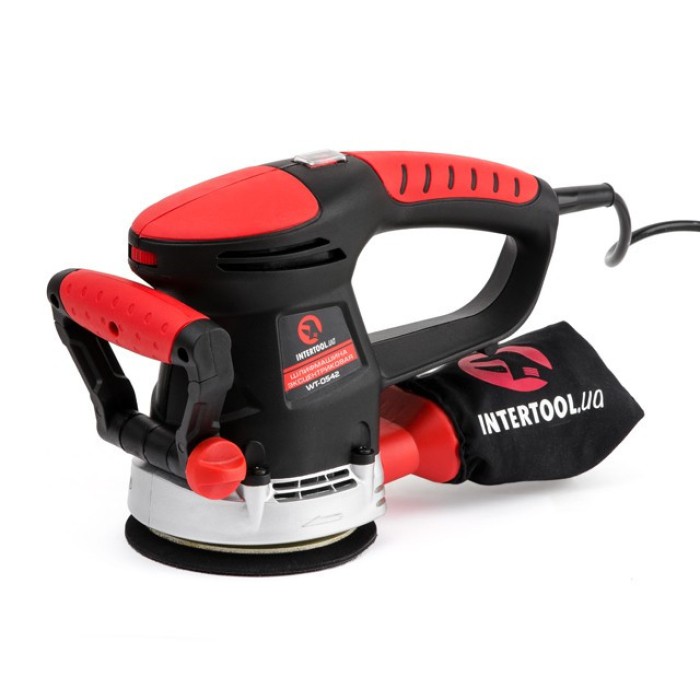 Шліфмашина ексцентрикова INTERTOOL WT-0542, 480 Вт, 4000-14000 об/хв, 125 мм, хід ексцентрика 2.3 мм.