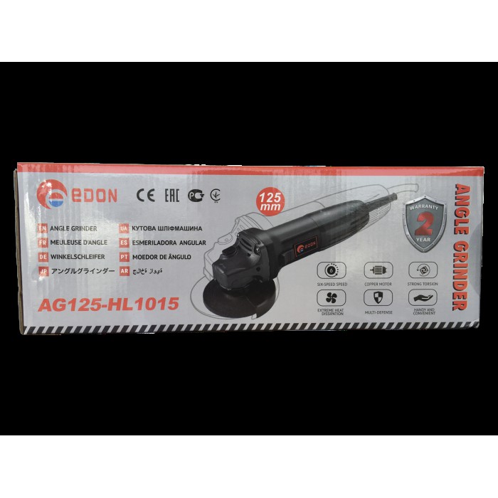 Кутова шліфувальна машина (болгарка) Edon AG125-HL1015, 720 Вт, 11000 об/хв, діаметр диска 125