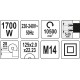 Штроборез сетевой YATO YT-82015, 1700 Вт, 2 диска Ø125 x 22.23 x 2 мм, глубина/ширина 28/30 мм