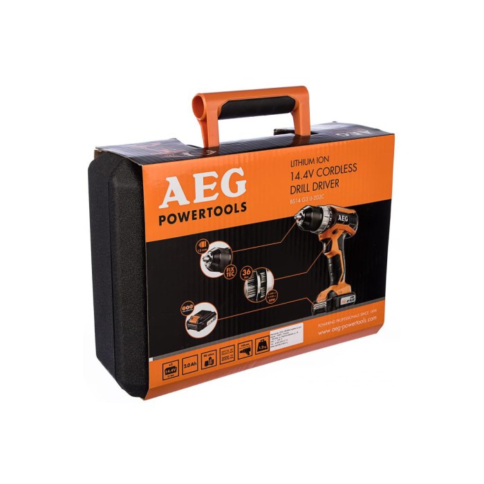 Шуруповерт-дриль акумуляторний AEG BS14 G3 LI-202C, Li-Ion, 14.4 В, 2 Ач, 36 Нм, 13 мм, 2 акк, кейс