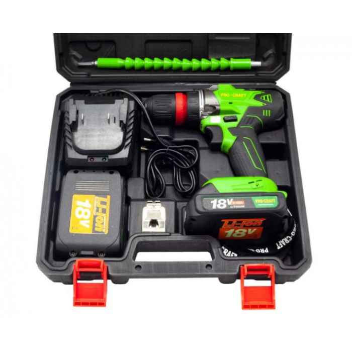 Шуруповерт аккумуляторный Procraft Industrial РА-18 с DFR патроном Extra (метал. корпус редуктора, гибкий вал)