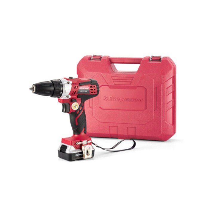 Шурупроверт акумуляторний Енергомаш ДШ-3112ЛБ, Li-ion, 12 В, 2 акк., 2,0 А/год, LED підсвічування, 2 швидкості, кейс