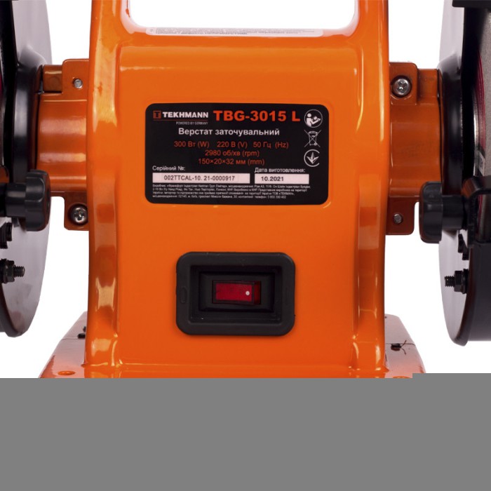 Станок точильный Tekhmann TBG-3015 L, 300 Вт, 2980 об/мин, диаметр круга 150 мм