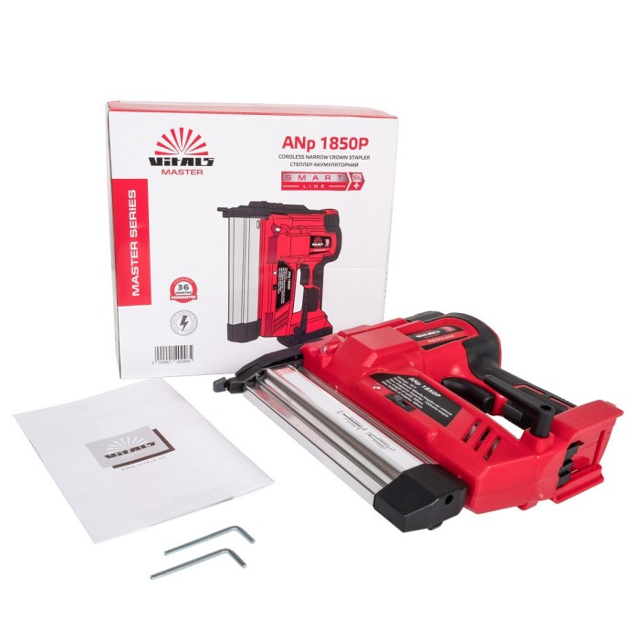 Степлер цвяхозабивний акумуляторний 2-в-1 Vitals Master ANp 1850P, 18, Li-ion, LED підсвічування