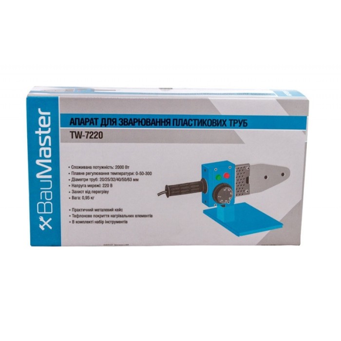 Зварювальний апарат для ПВХ труб BauMaster TW-7220 2000 Вт Зварювальний апарат для ПВХ труб BauMaster TW-7220 2000 Вт