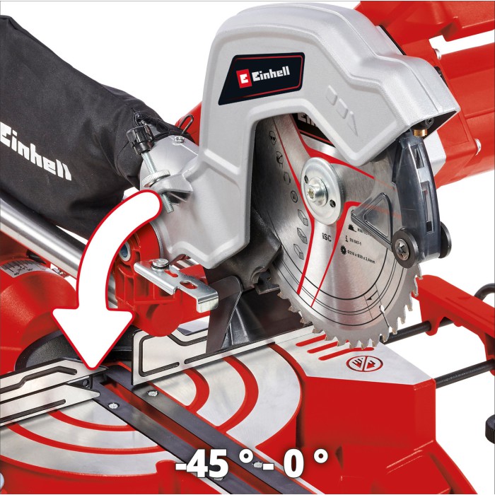 Торцювальна пила Einhell TC-SM 216, 1600 Вт, 5200 об/хв, ширина реза 305 мм, диск 216мм, лазерний маркер
